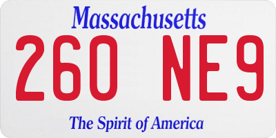 MA license plate 260NE9