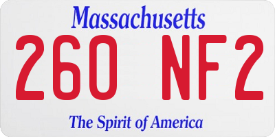 MA license plate 260NF2