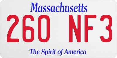 MA license plate 260NF3