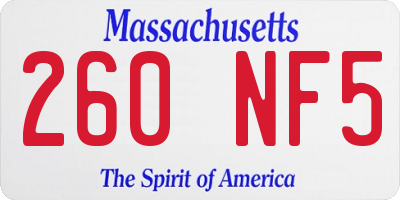 MA license plate 260NF5