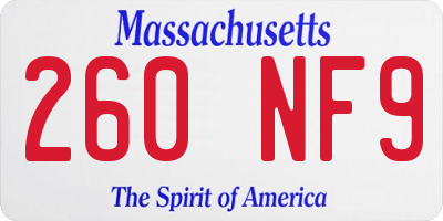 MA license plate 260NF9