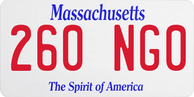 MA license plate 260NG0