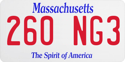 MA license plate 260NG3