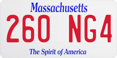 MA license plate 260NG4