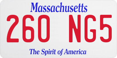 MA license plate 260NG5