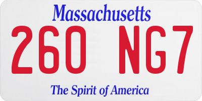 MA license plate 260NG7