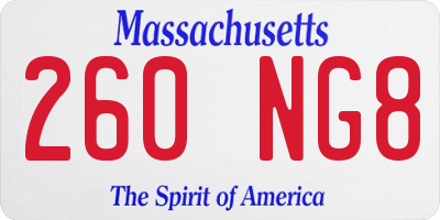 MA license plate 260NG8