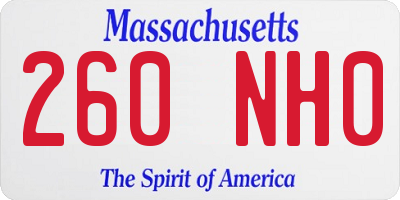 MA license plate 260NH0