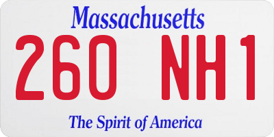 MA license plate 260NH1