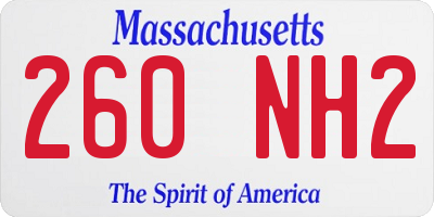 MA license plate 260NH2