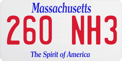 MA license plate 260NH3
