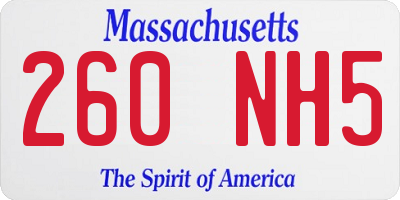 MA license plate 260NH5