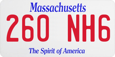 MA license plate 260NH6