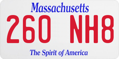 MA license plate 260NH8