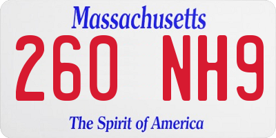 MA license plate 260NH9