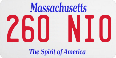 MA license plate 260NI0