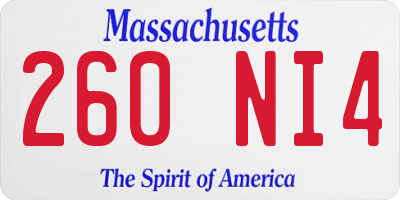 MA license plate 260NI4