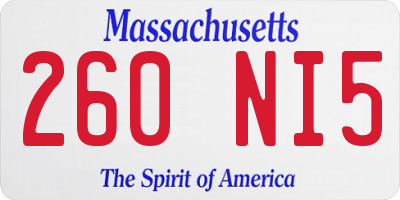 MA license plate 260NI5