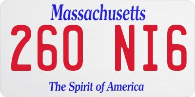 MA license plate 260NI6