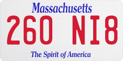 MA license plate 260NI8