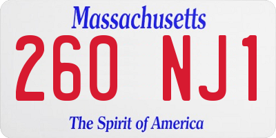 MA license plate 260NJ1