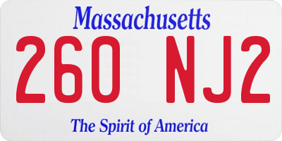 MA license plate 260NJ2