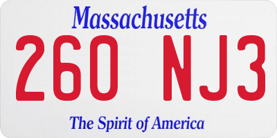 MA license plate 260NJ3