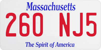 MA license plate 260NJ5