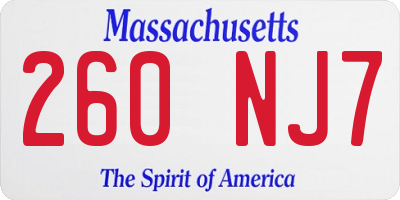 MA license plate 260NJ7