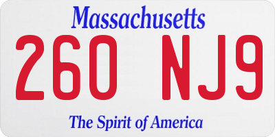 MA license plate 260NJ9