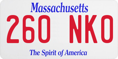 MA license plate 260NK0