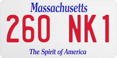 MA license plate 260NK1