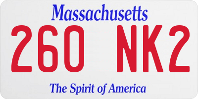 MA license plate 260NK2