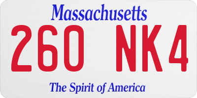 MA license plate 260NK4