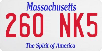 MA license plate 260NK5