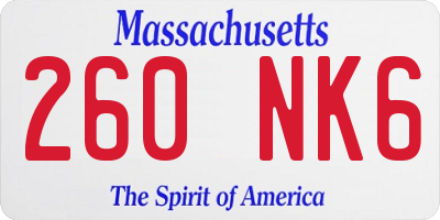 MA license plate 260NK6