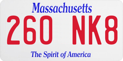 MA license plate 260NK8