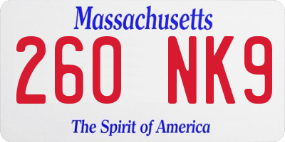 MA license plate 260NK9