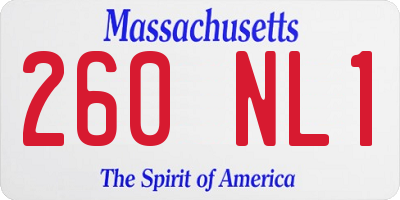 MA license plate 260NL1