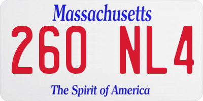MA license plate 260NL4