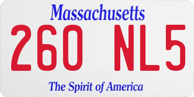 MA license plate 260NL5