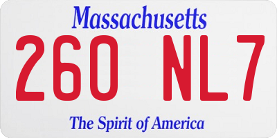 MA license plate 260NL7