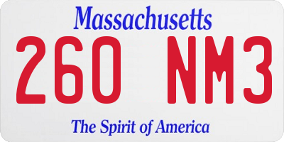 MA license plate 260NM3
