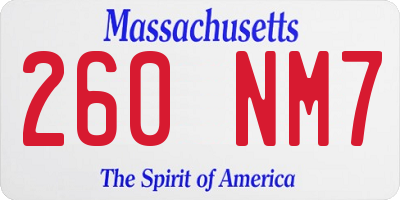 MA license plate 260NM7