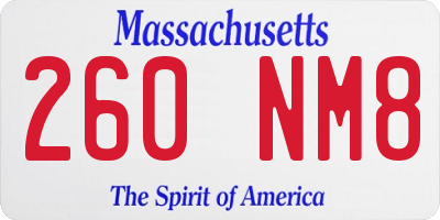 MA license plate 260NM8