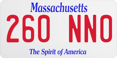 MA license plate 260NN0