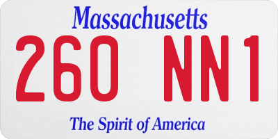 MA license plate 260NN1