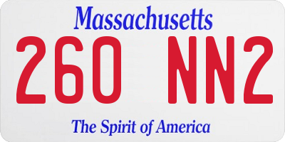 MA license plate 260NN2
