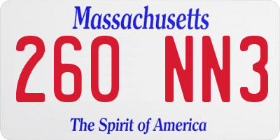MA license plate 260NN3