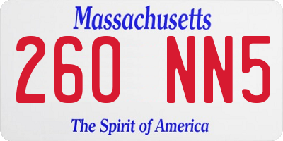 MA license plate 260NN5